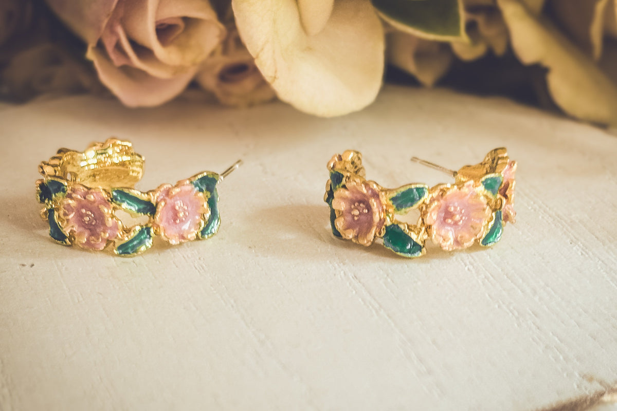 Beautiful Flower Hoop Earrings