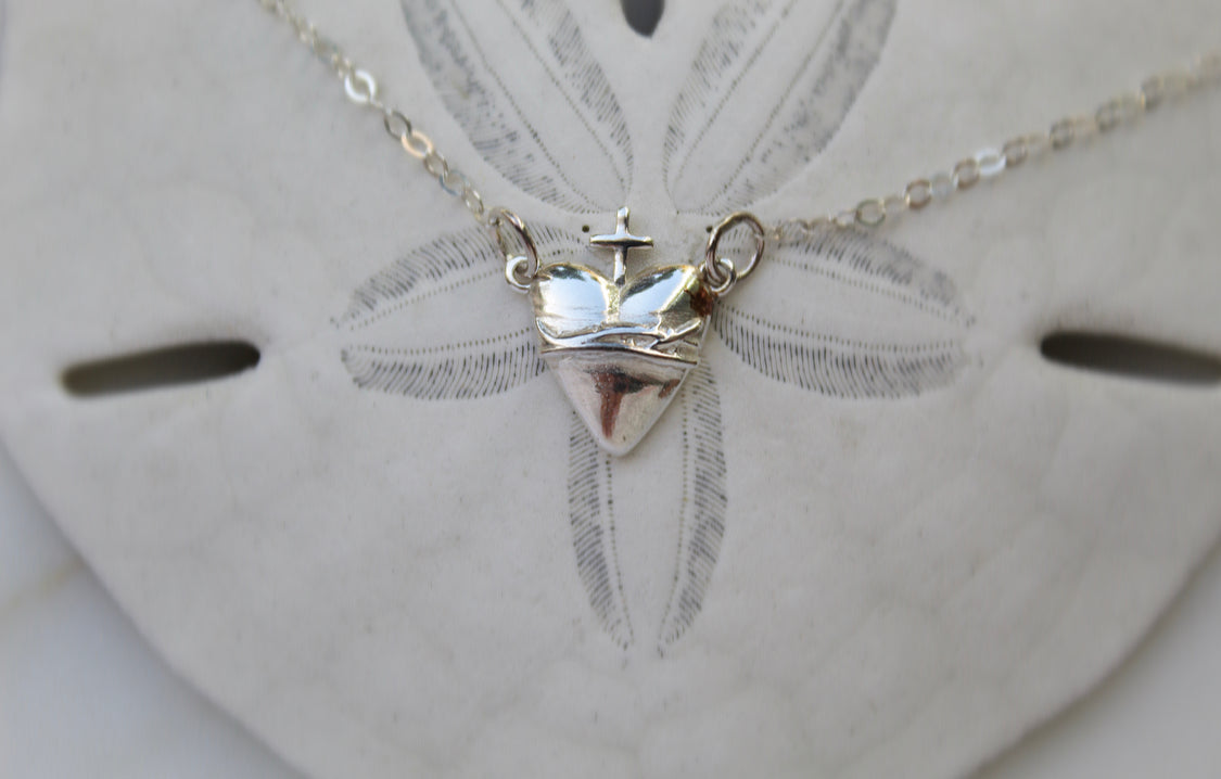 Sacred Heart of Jesus Necklace in Sterling Silver