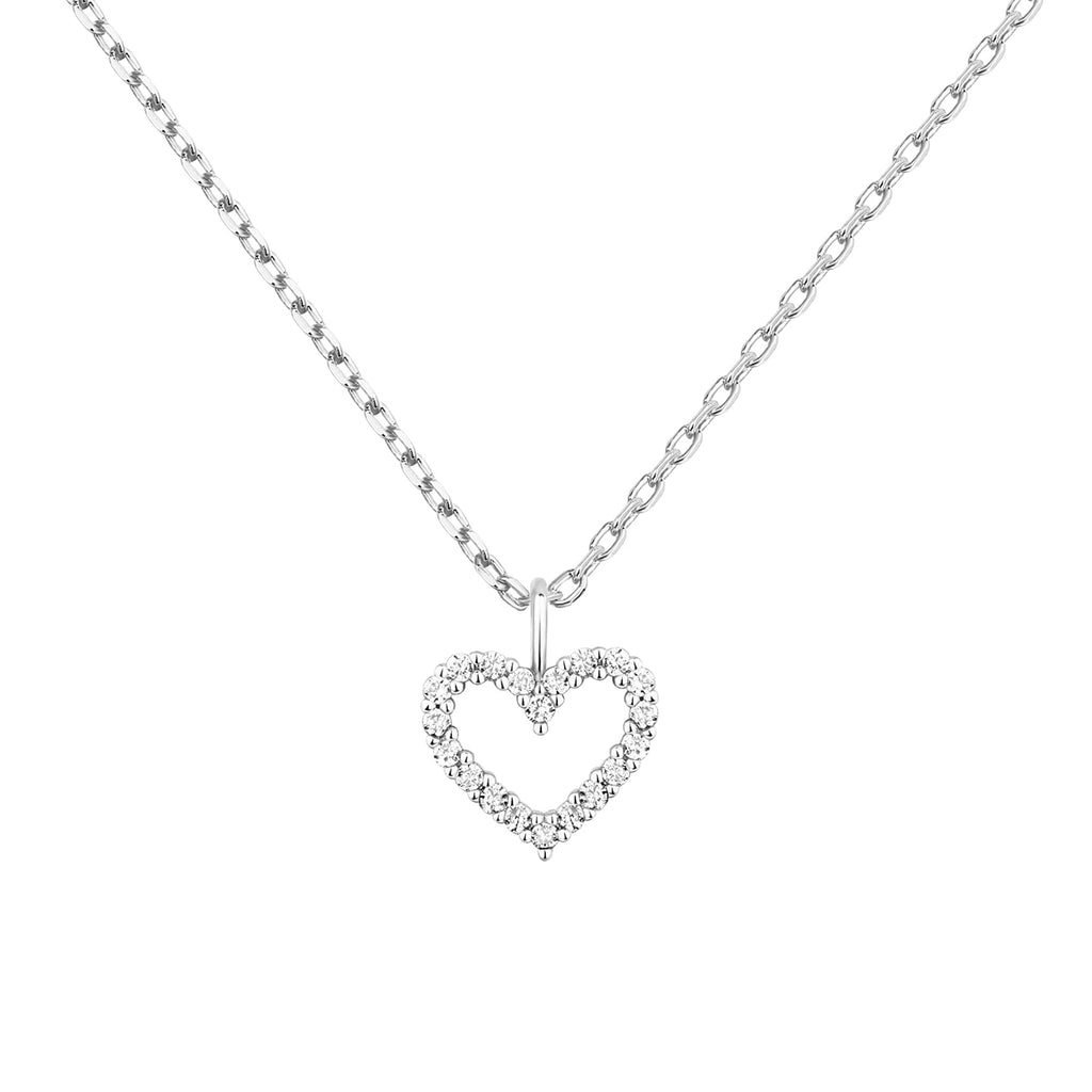 PAVOI 14K Gold Plated Cubic Zirconia Heart Necklace | Cute Dainty Love Pendant Necklaces for Women - Valentines Day Trendy Jewelry