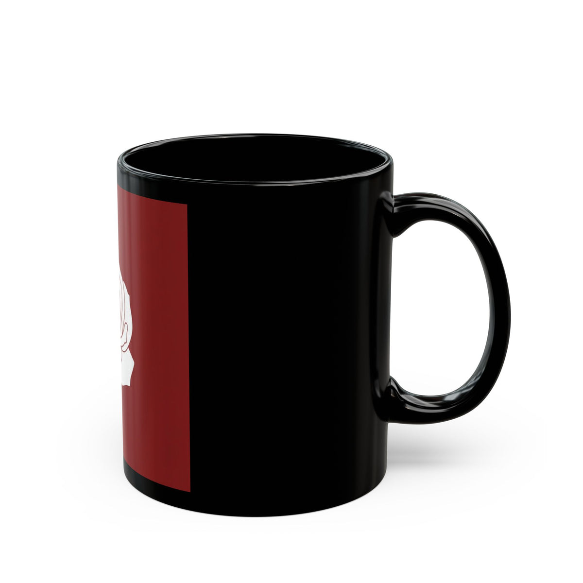 Red and White Rose Black Mug