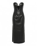 Eleni Vegan Leather Midi Dress - Black (Final Sale)