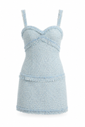 Elina Fringe Boucle Mini Dress – Blue Boucle (Final Sale)