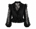 Frill Embroidered Blouse – Black (Final Sale)