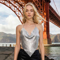 Layla Silver Chainmail Top | Metal Mesh Halter Crop Top Festival & Rave Outfit – Manifestie