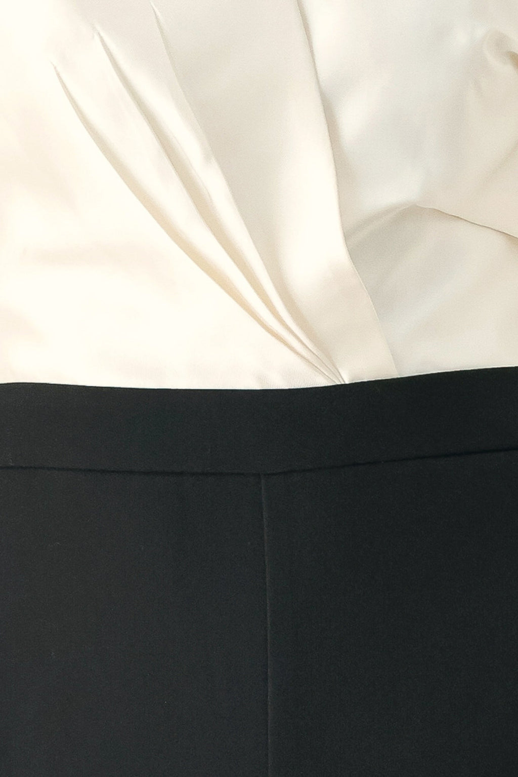 TUXEDO HOUR BLACK/CREAM STRAPLESS WIDE-LEG JUMPSUIT