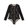 Women's Crew Neck Double Layer Long Sleeved Lace Bodysuit