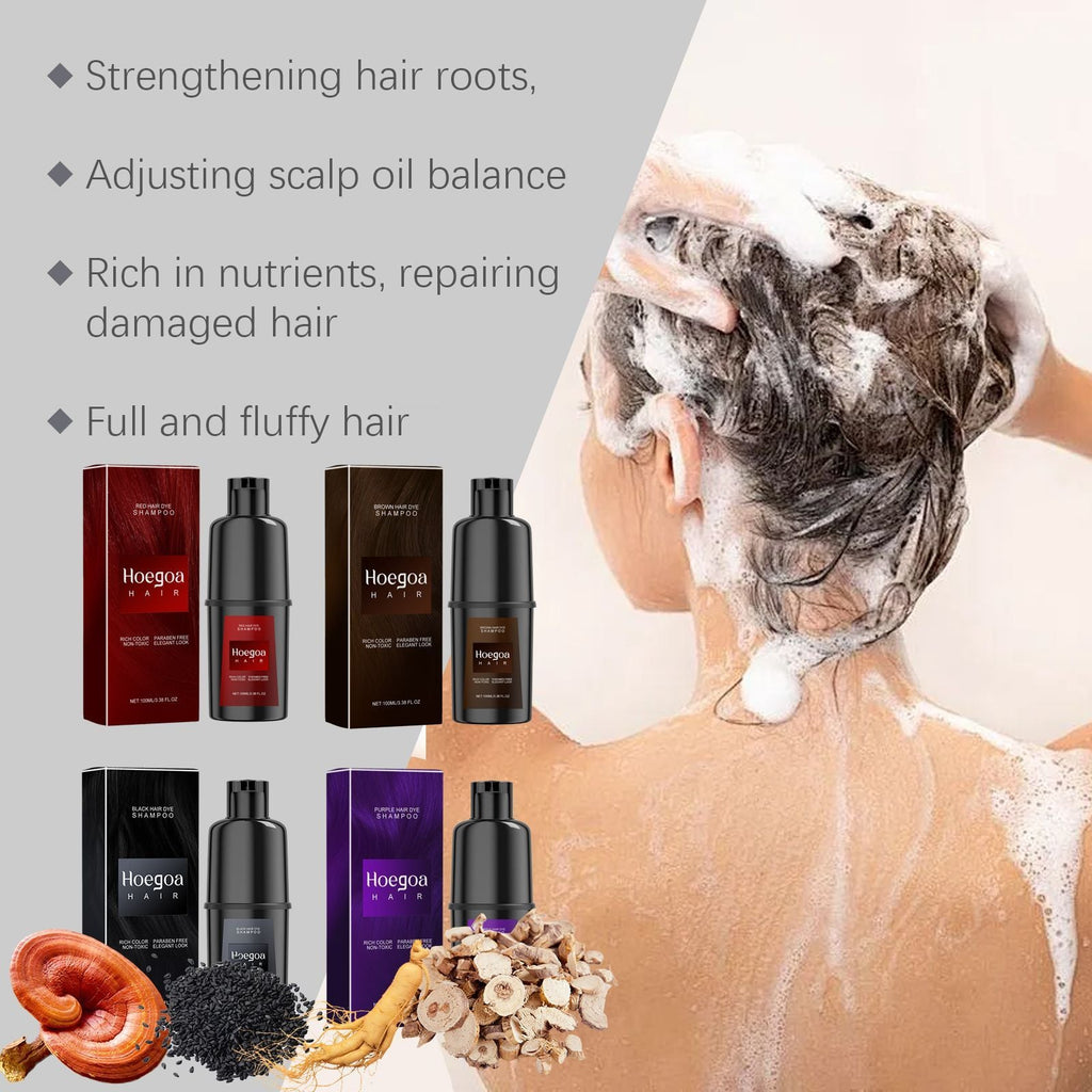 isex hair color shampoo, temporary dye shampoo available in brown and purple shades. This hair care product allows easy at-home hair coloring, providing long-lasting color that covers white hair with
