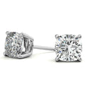 2.00 CTW Cushion Cut Created White Sapphire Stud Earrings in 14K White Gold Overlay – 6mm