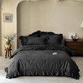 Elise French Lace Jacquard Satin Bedding Set / Dark Gray