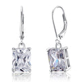 4 Carat Emerald Cut Simulated Diamond 925 Sterling Silver Dangle Earrings XFE8013