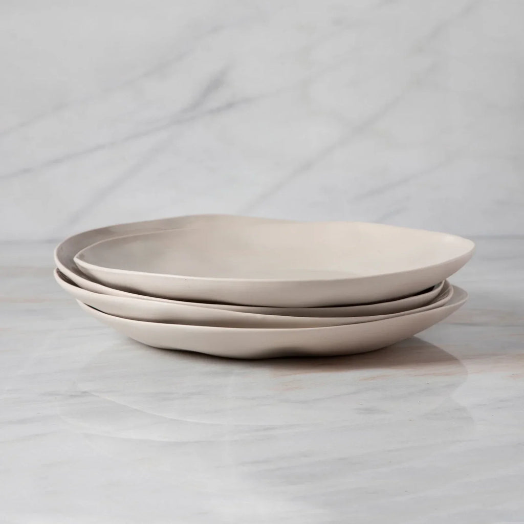 Rugueux Stoneware Dinner Plate, Pearl
