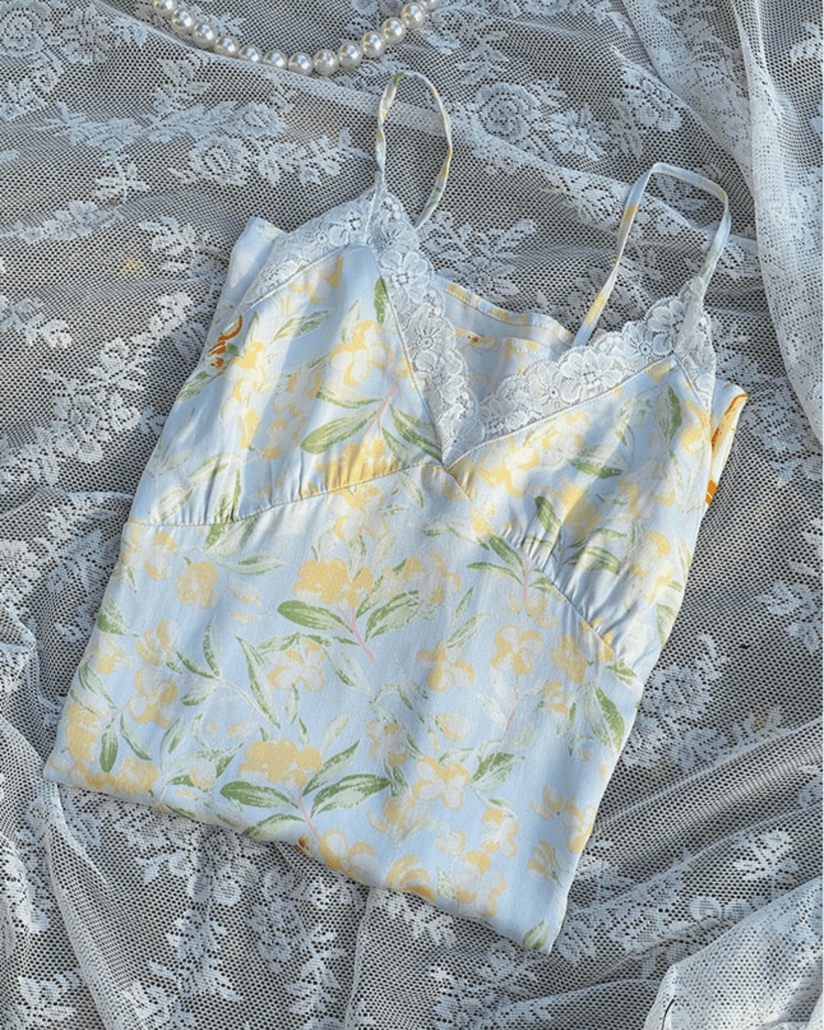Fresh Floral Nightgown Pajama Dress / Yellow Floral