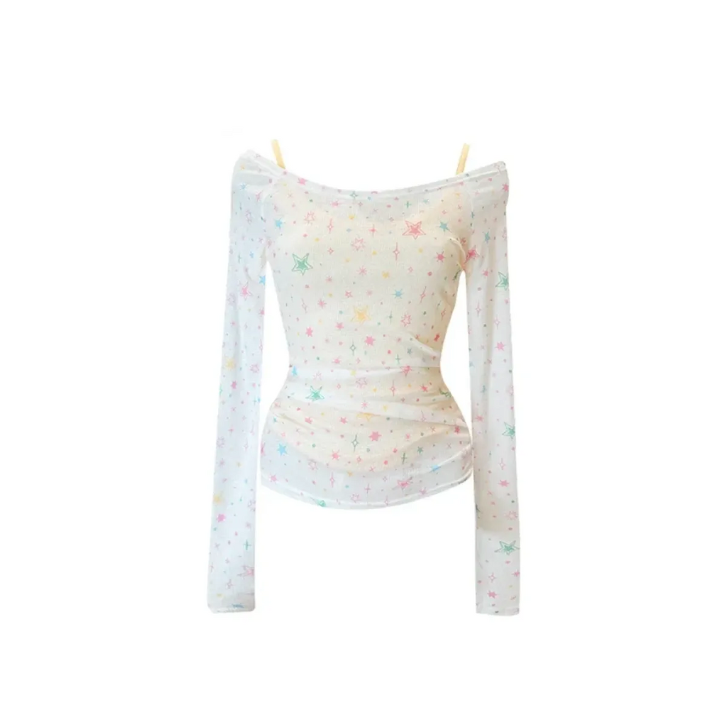 White Star Tee - Harajuku Korean Y2K Fit