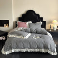 Hazel Vintage Gingham Ruffle Bedding Set / Black