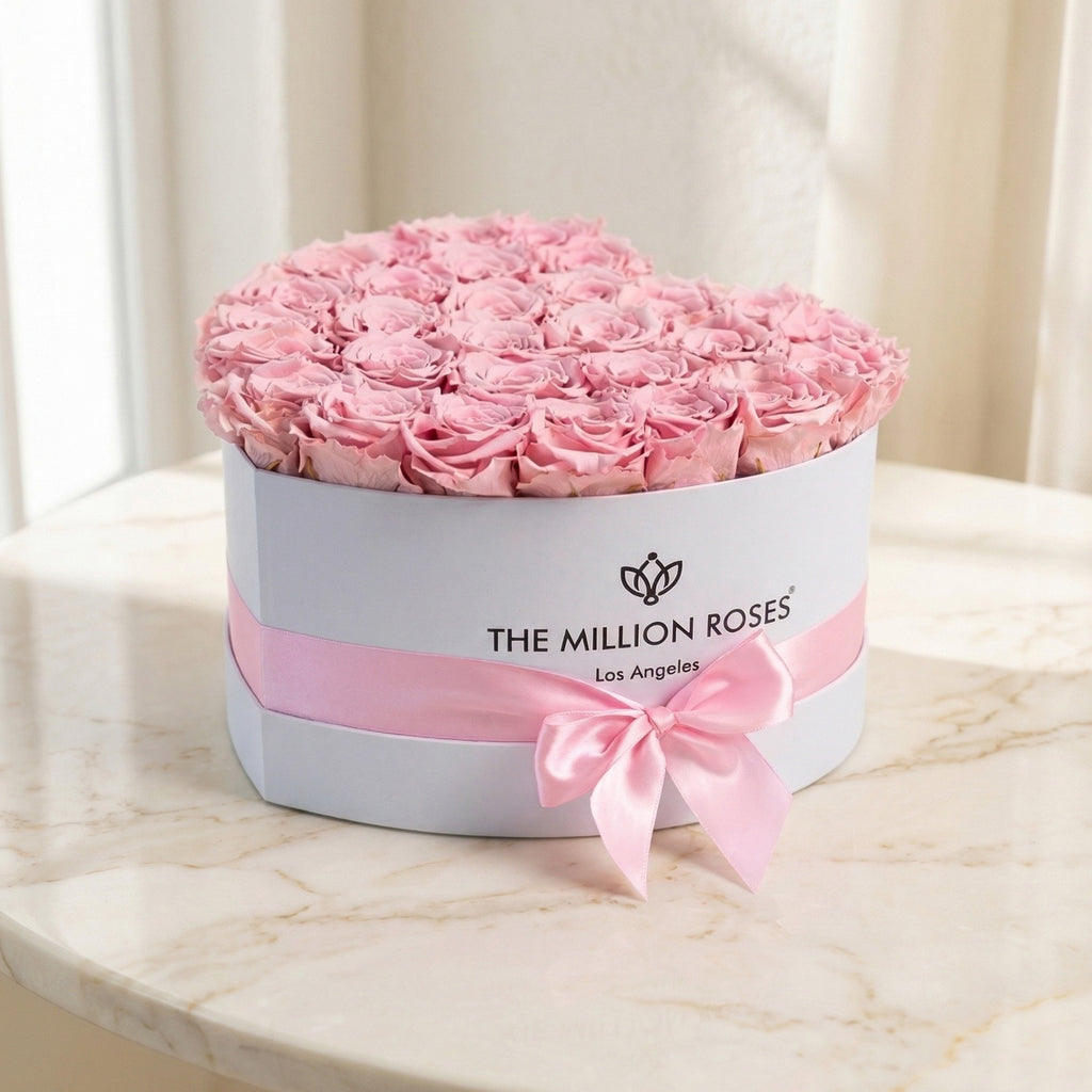 Heart White Box | Light Pink Roses