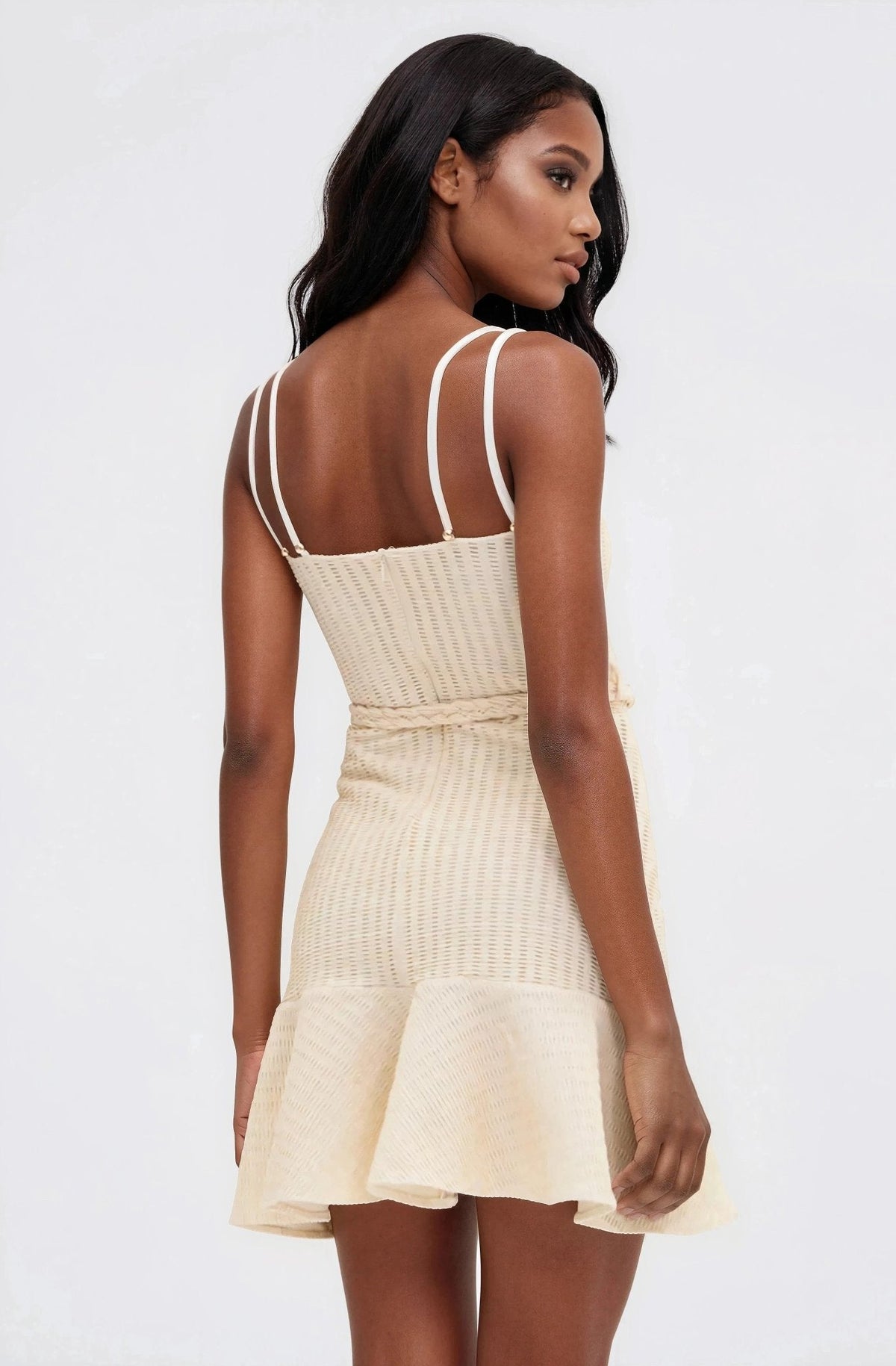 Metallic Knit Mini Dress – Off White (Final Sale)