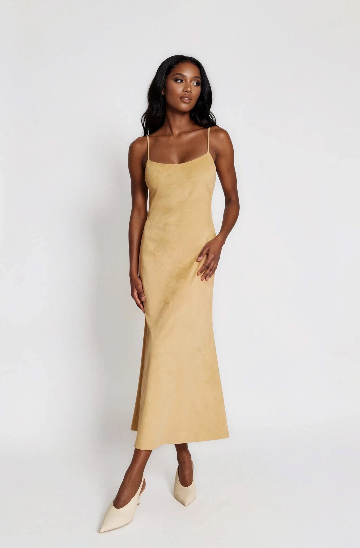 Nadira Faux Suede Dress – Soft Camel (Final Sale)