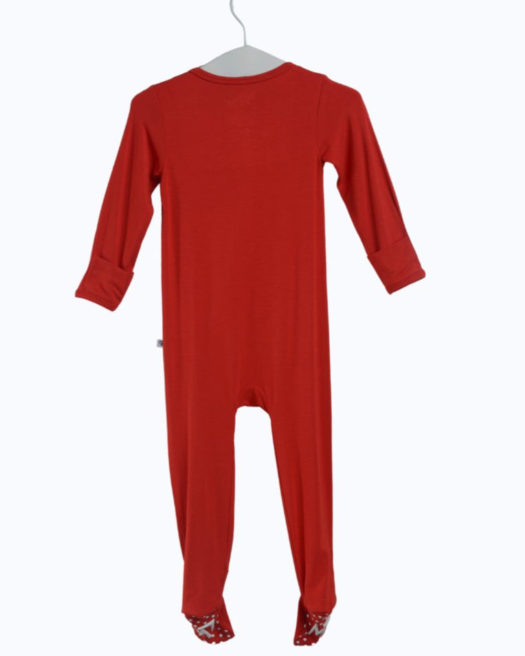 Red Christmas Bamboo Baby Pajamas – Zipper Footie