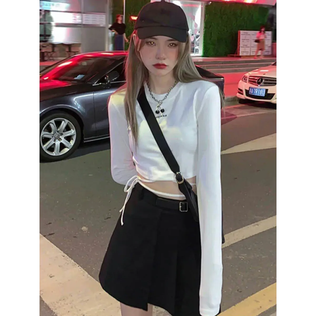 Sexy Crop Long Sleeve T-Shirt: Harajuku Spring Streetwear