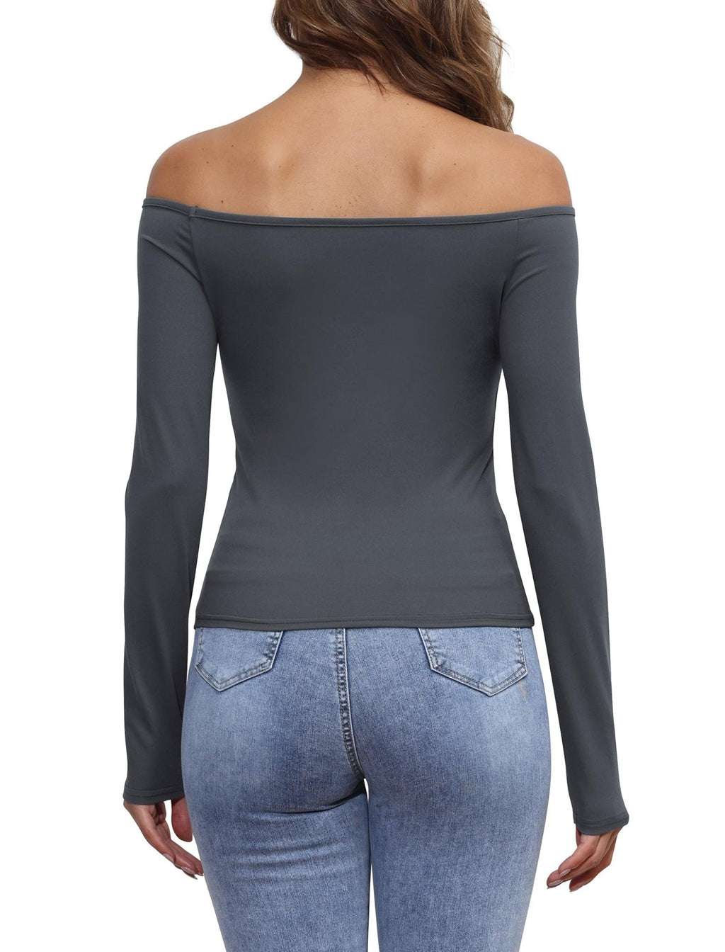 Womens Off The Shoulder Tops Long Sleeve Going Out Basic Shirts Cute Y2K Fall Trendy Fashion 2025